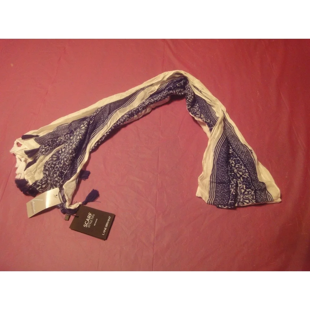 Lane bryant Beautiful womens neck‎ tie scarf black white design NWT